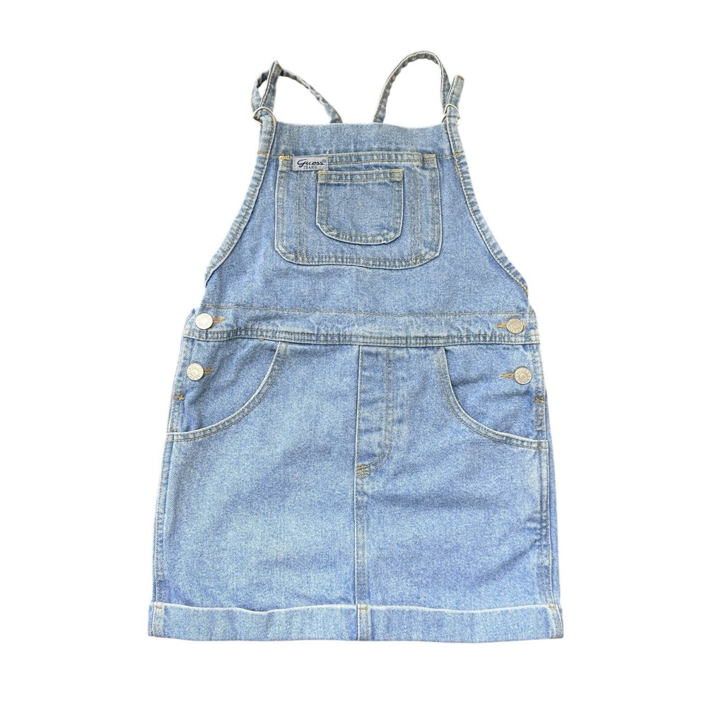 Vintage 1980s GUESS Girls Overalls Jumper Dress USA Made  Denim Size 10